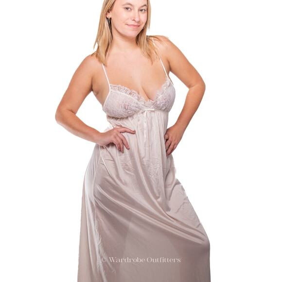 Lucky Brand Other - Vintage 1960's Miss Elaine White Nylon & Lace Lingerie Gown Dress